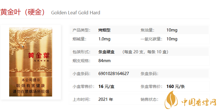 黃金葉（硬金）多少錢一包 黃金葉（硬金）價格參數(shù)一覽。